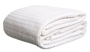 Bella kline - Premium 100% Soft Cotton Thermal Blanket - Snuggle in These Super Soft Cozy Cotton Blankets - Waffle Design - King White
