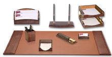 Load image into Gallery viewer, Dacasso Brown Crocodile Embossed Leather Desk Set, 10-Piece (D2020)
