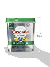 Load image into Gallery viewer, Cascade Platinum Dishwasher Pods, Actionpacs Dishwasher Detergent, Fresh Scent, 62 Count
