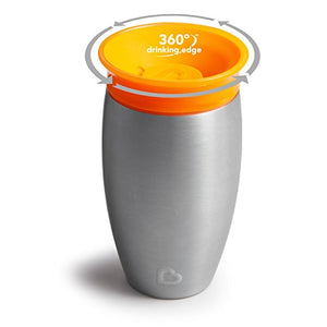 Munchkin Miracle Stainless Steel 360 Sippy Cup, Orange, 10 Ounce