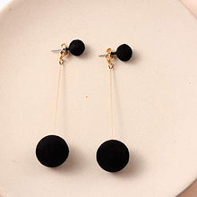 Load image into Gallery viewer, Artificial Hair Ball Dangle Earring For Women Cute Pompom Earring for Women Girl Gifts Present Valentines Birthday Anniversary Mothers Day Christmas(Black)
