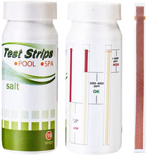 Load image into Gallery viewer, SuperCheck Salt Test Strips for Testing Sodium Chloride Content in Pool and Spa, 0-6000 ppm, Saltwater Pool Test Strips, Measure Salt Level in Saltwater Chlorine Generator Pool System, Salt Test Kits
