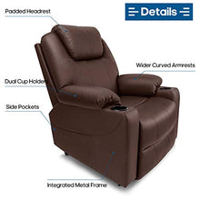 Load image into Gallery viewer, Furgle Power Lift Recliner Chair Faux Leather Electric with Massage Heat and Vibration for Elderly Living Room Lounge Massage Sofa with 2 Remotes Side Pockets and Cup Holders TUV Certified - Brown
