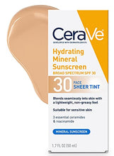 Load image into Gallery viewer, CeraVe Tinted Sunscreen with SPF 30 | Hydrating Mineral Sunscreen With Zinc Oxide &amp; Titanium Dioxide | Sheer Tint for Healthy Glow | 1.7 Fluid Ounce
