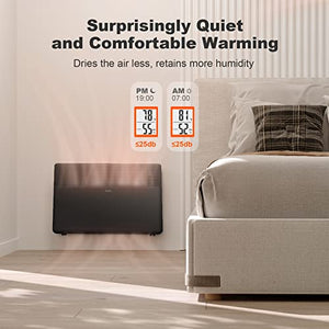 Ballu Convection Panel Heaters for Indoor Use large room，1500W Whole Room Quiet Heating with TFT Display，24h Timer，3 Mode，Auto Thermostat，Standing/Wall mount，Electric Portable Space Heater for Bedroom