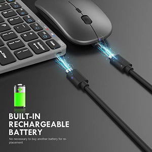 Wireless Keyboard and Mouse Combo, Inphic Rechargeable Wireless Mouse and Keyboard Combo Set with 2.4GHz USB Nano, Silent Click (65% Size-Gray)