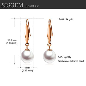 18k Rose Gold Pearl Pendant Necklaces with 14k Chain (18"), 18k Gold Pearl Earrings for Women, Fine Jewelry Set, Gifts for Her