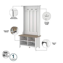Load image into Gallery viewer, Bush Furniture Salinas Hall Tree with Shoe Storage Bench, Pure White and Shiplap Gray
