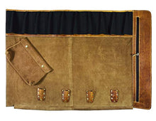Load image into Gallery viewer, Leather Knife Roll Storage Bag, Elastic and Expandable 10 Pockets, Adjustable/Detachable Shoulder Strap, Travel-Friendly Chef Knife Case Roll By Aaron Leather (Caramel, Leather)
