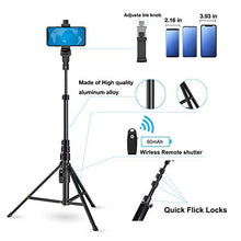 Load image into Gallery viewer, Phone Tripod Stand Selfie Stick 54 Inch Portable Aluminum Alloy with Wireless Remote Shutter for iPhone 12 11 pro Xs Max Xr X 8 7 6 Plus, Android Samsung Galaxy Smartphone Tripod Vlog/Live Stream
