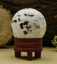 Load image into Gallery viewer, Reikiera Rainbow Moonstone Sphere with Black Tourmaline Crystal Healing Stone Ball Natural Gemstone with Ring Stand- Choose Size
