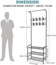 Load image into Gallery viewer, alvorog Entryway Coat Rack Shoe Bench, 3-in-1 Hall Tree, 3-Tier Storage Shelves with 16 Hooks Multifunctional Hallway Organizer, Easy Assembly (Black)
