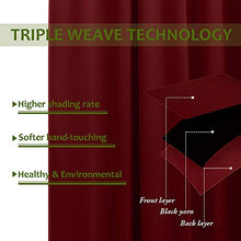 Load image into Gallery viewer, NICETOWN Holiday Decor Thermal Insulated Solid Grommet Blackout Curtains/Drapes for Living Room on Christmas &amp; Thanksgiving (1 Pair, 42 by 63 inches, Burgundy Red)
