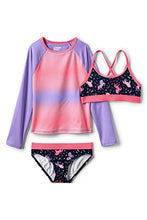 Load image into Gallery viewer, Lands' End G LS 3 Piece Rash Guard Set Primo Pink Tie Dye Stripe Kids 4
