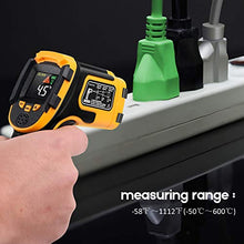 Load image into Gallery viewer, Infrared Thermometer No Touch Digital Laser Temperature Gun with Color Display -58℉～1112℉(-50℃～600℃)Adjustable Emissivity - for Cooking/BBQ/Freezer - Meat Thermometer Included -Non Body Thermometer
