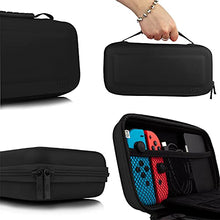 Load image into Gallery viewer, Orzly Carry Case Compatible with Nintendo Switch and New Switch OLED Console - Black Protective Hard Portable Travel Carry Case Shell Pouch with Pockets for Accessories and Games
