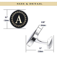 Load image into Gallery viewer, Udalyn Men's Fashion Stainless Steel Cufflinks Personalized 26 Alphabet Initial Letter Cufflinks Business Wedding Shirt Hanging A-Z
