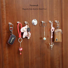 Load image into Gallery viewer, Neosmuk Magnetic Hooks, 22 lb+ Heavy Duty Earth Magnets with Hook for Refrigerator, Extra Strong Cruise Hook for Hanging, Magnetic Hanger for Curtain, Grill (Silver White, Pack of 10)
