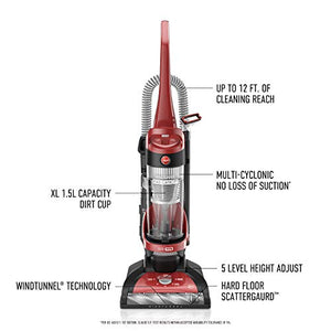 Hoover Windtunnel Max Capacity Upright Vacuum Cleaner with HEPA Media Filtration, UH71100, Red