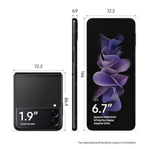 SAMSUNG Electronics Galaxy Z Flip 3 5G Factory Unlocked Android Cell Phone US Version Smartphone Flex Mode Intuitive Camera Compact 256GB Storage US Warranty, Phantom Black