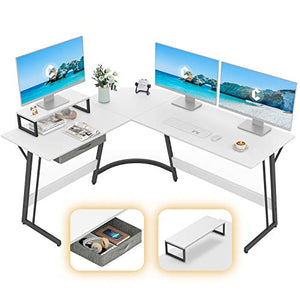 CubiCubi Modern L-Shaped Desk Computer Corner Desk, 59.1" Home Office Writing Study Workstation with Small Table, Space Saving, Easy to Assemble, White