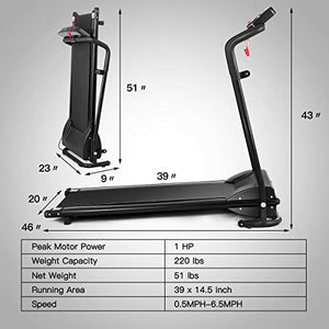 GYMAX Folding Treadmill, Electric Motorized Running Walking Machine with LCD Monitor & Cup Holder, Portable Easy Assembly Treadmill for Home Office Apartment