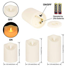 Load image into Gallery viewer, Flickering Flameless Candles Waterproof Outdoor Candles Battery Operated Candles with Remote Cycling 24 Hours Timer（D: 3.25&quot;x H: 4&quot;5&quot;6&quot;）LED Candles Plastic Pack of 3 Large Pillar Candles
