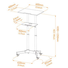 Load image into Gallery viewer, 1home Steel Mobile Stand Up Desk Ajustable Laptop Workstation Muti-Purpose Rolling Podium Lectern with Wheels Laptop Workstation Desk with Storage Tray Black
