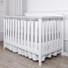 Load image into Gallery viewer, TILLYOU 3-Piece Padded Baby Crib Rail Cover Protector Set from Chewing, Safe Teething Guard Wrap for Standard Cribs, 100% Silky Soft Microfiber Polyester, Fits Side and Front Rails, Pale Gray
