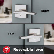 Load image into Gallery viewer, Kwikset 91550-001 Halifax Door Handle Lever with Modern Contemporary Slim Square Design for Home Bedroom or Bathroom Privacy in Satin Nickel
