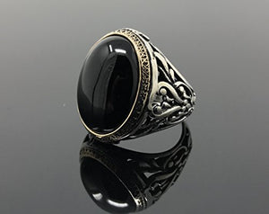 KAR 925K Stamped Sterling Silver Black Onyx Men's Ring I1I (11)