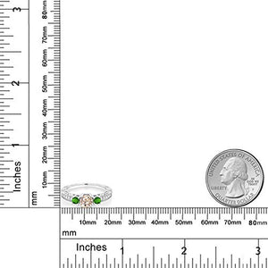 Gem Stone King 0.81 Ct Round Peach Morganite Green Simulated Tsavorite 925 Sterling Silver Ring (Size 8)