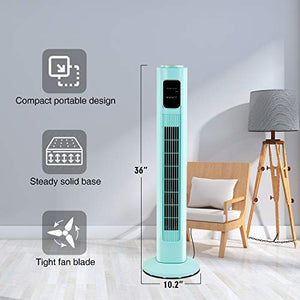 R.W.FLAME Tower Fan with Remote Control, Standing fan for office, Oscillating fan for home with children/pets/elders,Time Settings,LCD display,45W,Oscillation, 36", Green