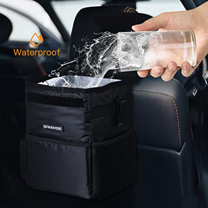 Car Trash Can with Lid, SANIWISE Automotive Waterproof Car Garbage Can, Collapsible Car Trash Bag Hanging, Car Accessories Interior Car Organizer