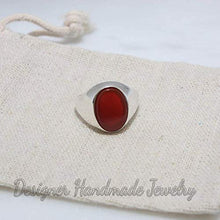 Load image into Gallery viewer, Carnelian Ring, Men&#39;s Signet Ring, Men&#39;s Silver Ring, Gifts For Him, Gemstone Ring, 925 Sterling Silver Ring, Flat Oval Gemstone Ring, Wedding Mens Ring
