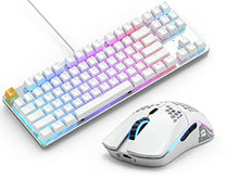 Load image into Gallery viewer, Gaming Keyboard and Mouse Combo - Glorious GMMK 87% Percent Backlit RGB TKL Mechanical Keyboard (White Ice) + Model O Wireless Gaming RGB Matte White Mouse
