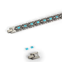 Load image into Gallery viewer, Wollet Jewelry Healthy Antique Style Blue Turquoise Magnetic Therapy Bracelets for Women
