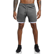 Load image into Gallery viewer, Leidowei Men&#39;s 2-in-1 Gym Running Shorts, Lightweight Workout Athletic Training 7&quot; Short Pants (Dark Grey, Medium)
