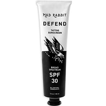 Load image into Gallery viewer, Mad Rabbit Defend Tattoo Sunscreen - SPF 30 100mL Tube - Natural Sunscreen For Tattoos - Tattoo Fade Protection Under The Sun and Moisturizer with Natural Ingredients
