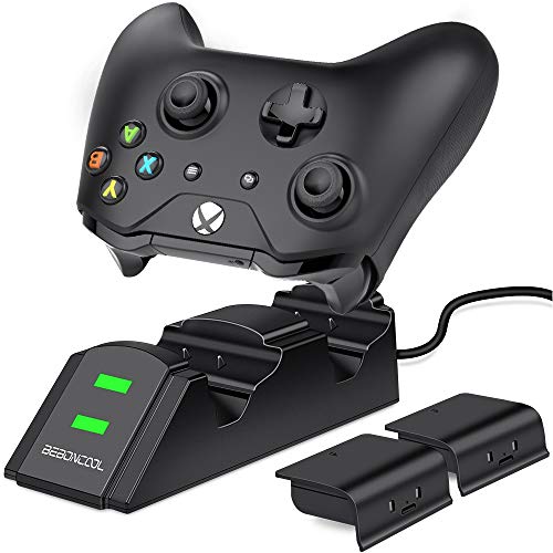 BEBONCOOL Station for Xbox One Controller Charger, Controller Charger Station Work with Xbox One/One S/One X/Xbox Elite, Charging Station with 2x1200 mAh Rechargeable Battery