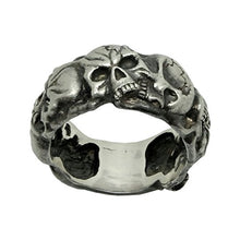 Load image into Gallery viewer, Silver 925 Custom Made Scull Band Masonic Memento mori Mens Biker Ring
