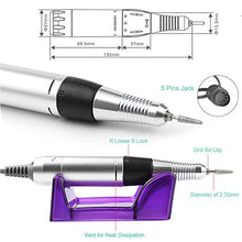 Load image into Gallery viewer, JEWHITENY Professional Nail Drill Machine 30000RPM Light Acrylic Electric Nail File Kits for Remove Nail Gel Polish Nail Drills for Acrylic Nails Design for Home Salon Use 110-240V(Black)
