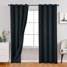 Load image into Gallery viewer, Black Blackout Curtains Energy Smart &amp; Noise Blocking Out Full Shae Curtain Panels for Sliding Glass Door Thermal Insulated Drapes Guest Room One Pair of Window Dressing, Black, 52 x 84 inch
