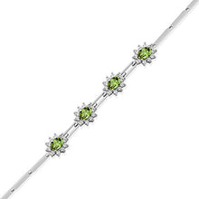 Load image into Gallery viewer, Gem Stone King 925 Sterling Silver Peridot Women&#39;s Tennis Bracelet 4.00 Carat Oval Shape Gemstone Birthstone 7 Inch with 1 Inch Extender
