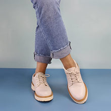 Load image into Gallery viewer, Hawkwell Women's Lace-Up Platform Oxford Shoes, Beige PU, 6 M US

