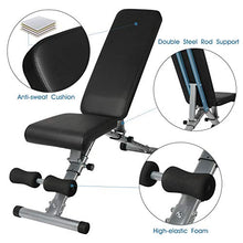 Load image into Gallery viewer, ER KANG Adjustable Weight Bench, 600 lbs Weight Capacity Foldable Workout Bench, Decline/Incline/Flat for Home Gym, Strength Training, Weightlifting
