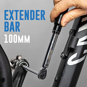Vibrelli Bike Torque Wrench Set - 1/4 Inch Drive - 2 to 20nm, 0.1 Nm Micro - Essential MTB & Bicycle Torque Wrench Tools. Hex/Allen 2-10, Torx 10-30, 100mm Extension Socket, Storage Case
