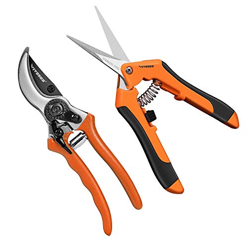 VIVOSUN Garden Hand Pruner Shear with Curved Blade and 8 Inch Bypass Pruning Shear, Orange