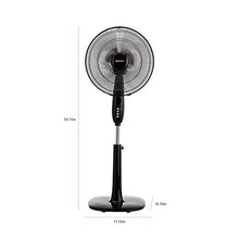 Load image into Gallery viewer, Amazon Basics Oscillating Dual Blade Standing Pedestal Fan with Remote - 16-Inch, Black
