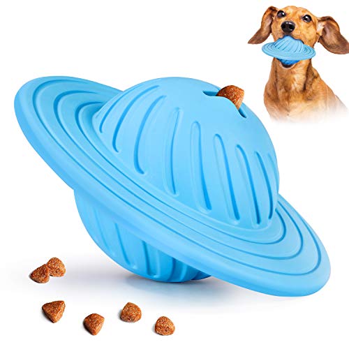 FULNEW IQ Treat Ball Interactive Dog Food Dispenser Durable Dog Chew Toy Ball for Dog Playing, Chewing, Tooth Cleaning (UFO)